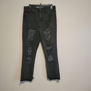 Mossimo Supply Co. Distressed High Rise Mom Jean Black Size 12/31